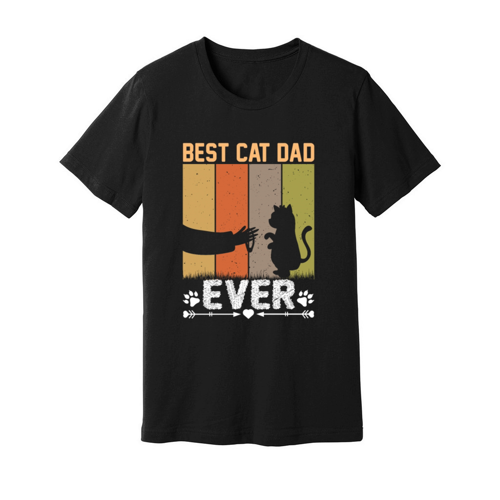 Best Cat Dad Ever Funny Vintage Cats Lover Unisex Jersey Tee
