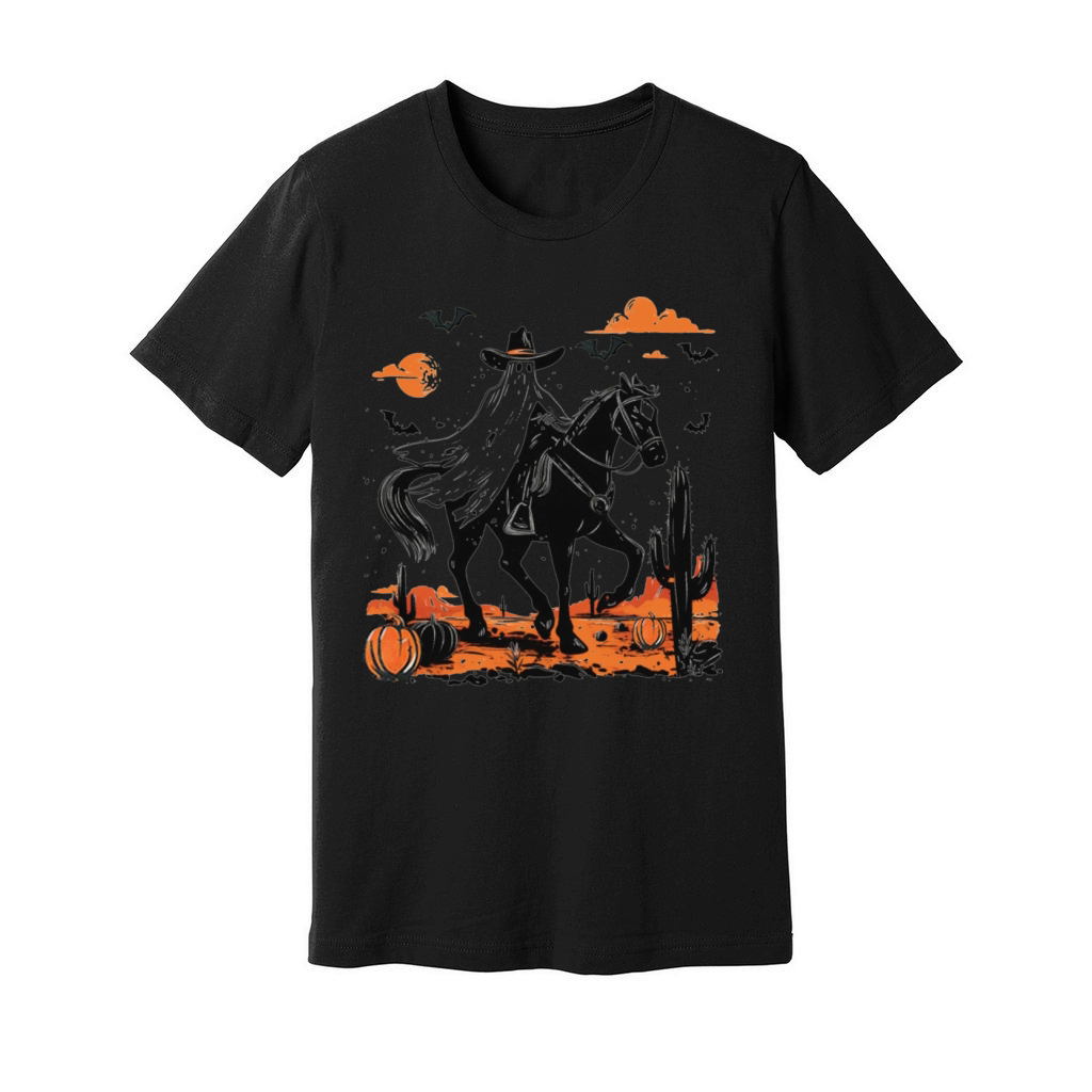 Spooky Ghost Cowboy Rodeo Vintage Halloween Unisex Jersey Tee