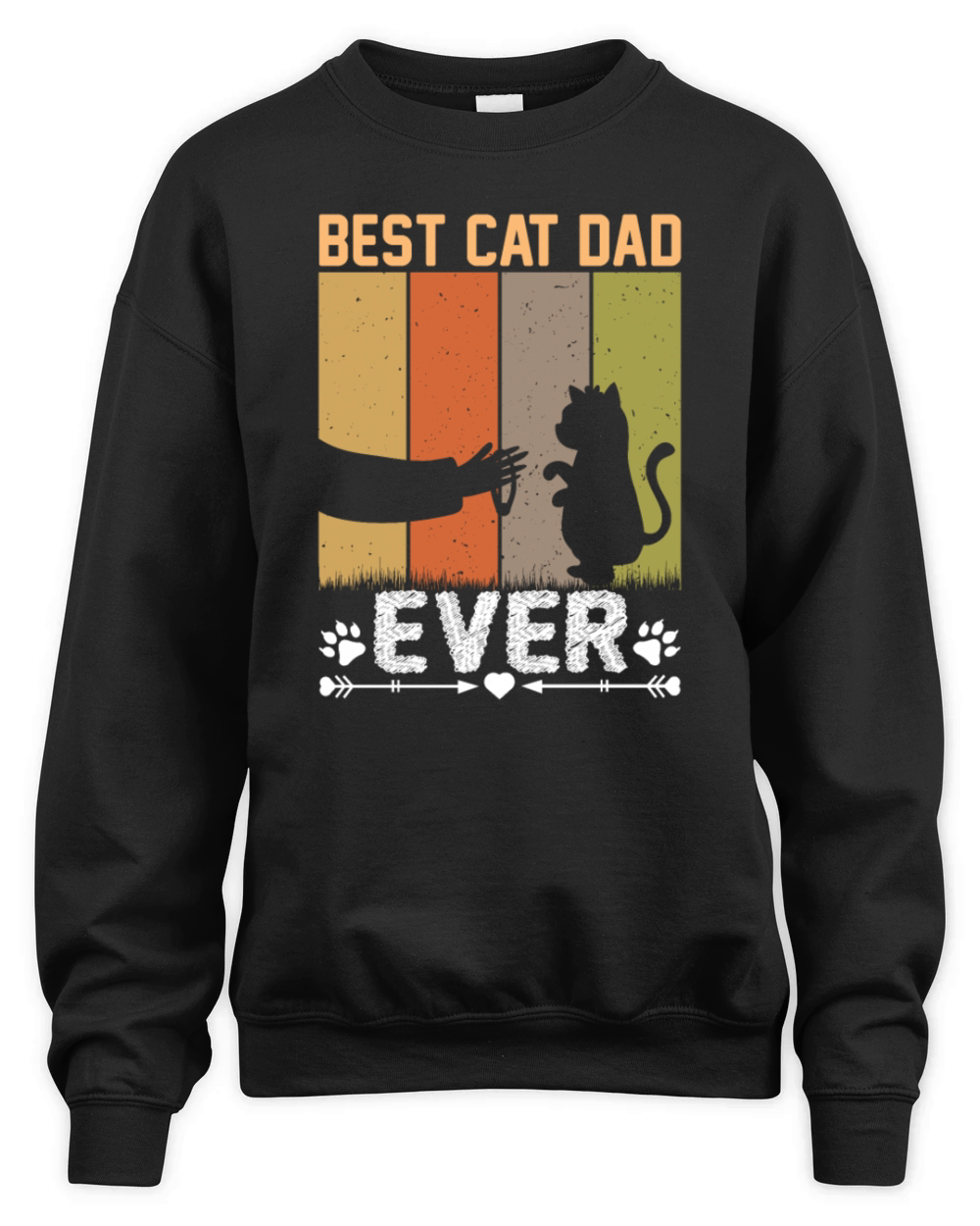 Best Cat Dad Ever Funny Vintage Cats Lover Unisex Premium Crewneck Sweatshirt