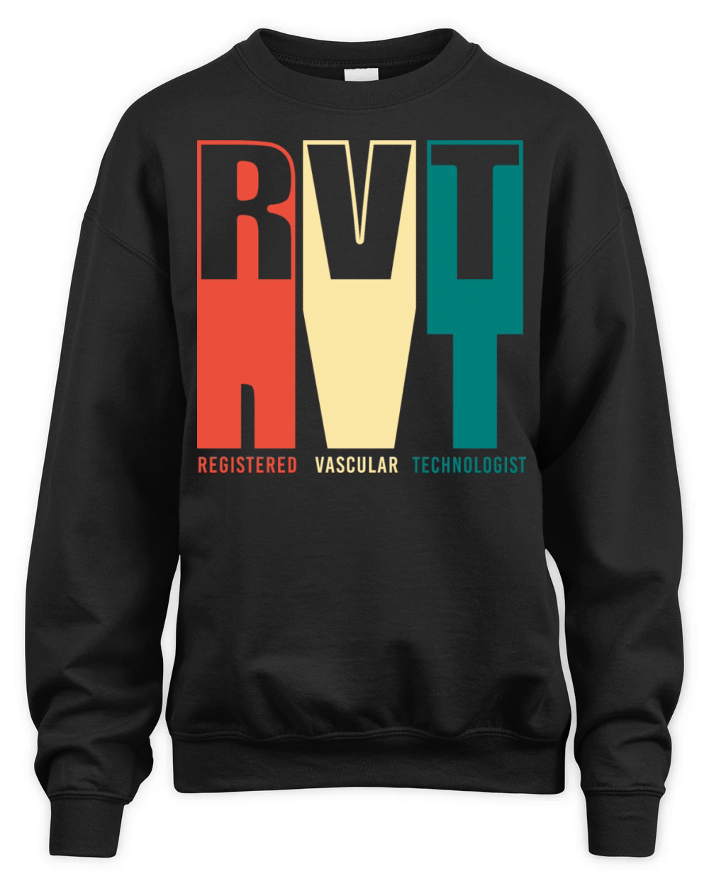 Retro Colorful Registered Vascular Technologist Unisex Premium Crewneck Sweatshirt
