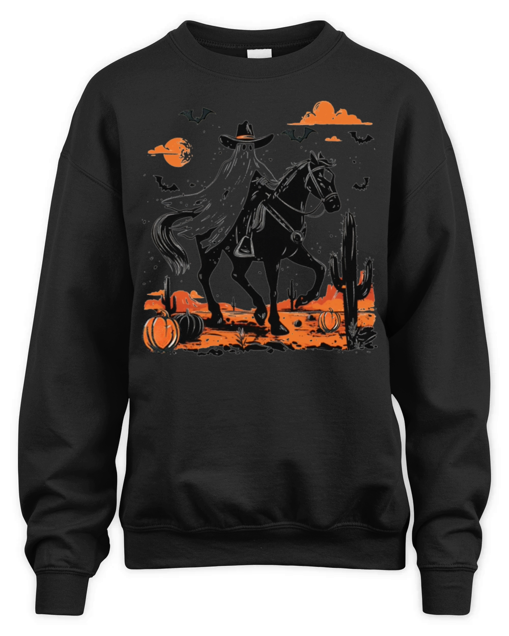 Spooky Ghost Cowboy Rodeo Vintage Halloween Unisex Premium Crewneck Sweatshirt