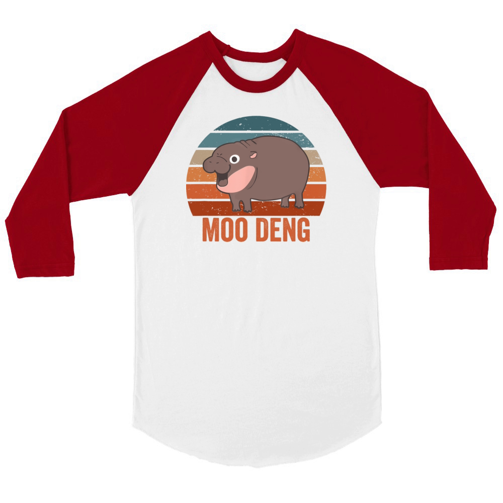Moo Deng baby hippo zoo baby hippo Vintage Unisex ¾ sleeve Raglan T-shirt