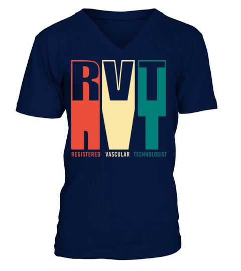 Retro Colorful Registered Vascular Technologist V-Neck T-shirt