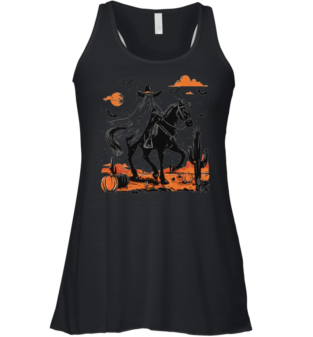Spooky Ghost Cowboy Rodeo Vintage Halloween Women's Flowy Tank Top