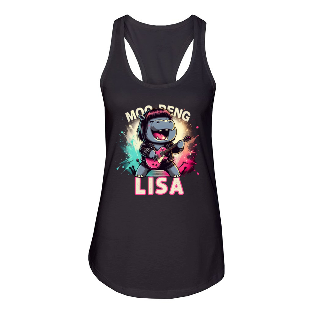 Moo Deng Lisa Famous Hippo Singer Rock Star Thai Women's Racerback Tank