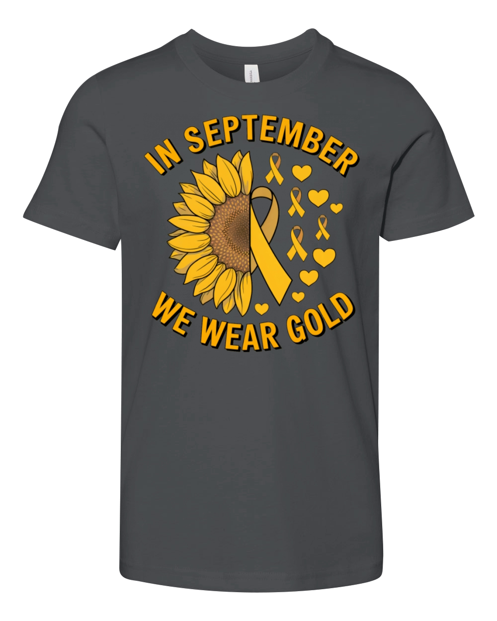 September We Wear Gold Childhood Cancer Awareness Youth Unisex Jersey Tee