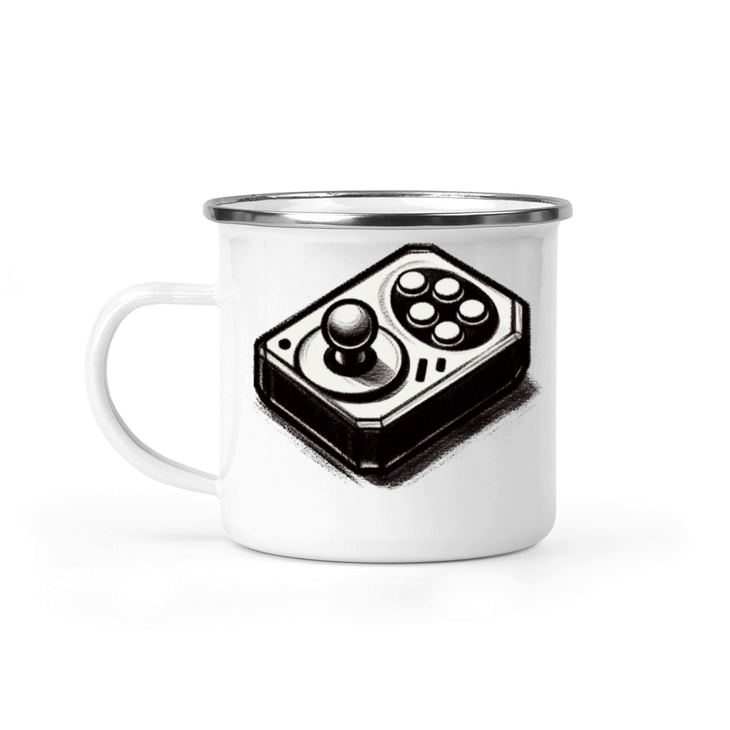 Gamer retro Joystick vintage charcoal gaming art 2 Camping Mug