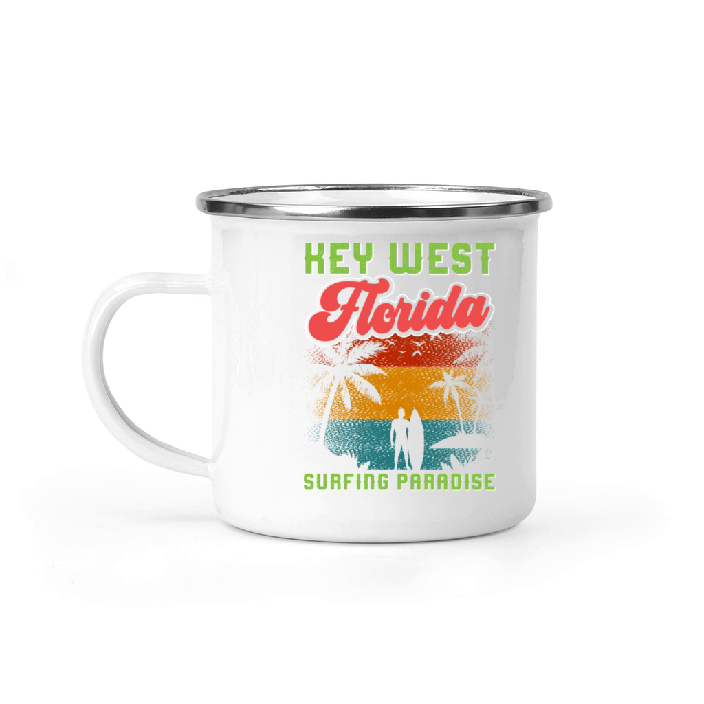 KEY-WEST FLORIDA SURFING PARADISE Vintage Camping Mug