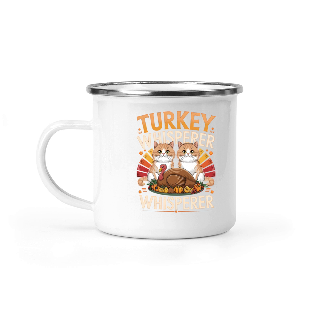 Playful Cats and Chef Turkey Thanksgiving Humor Camping Mug