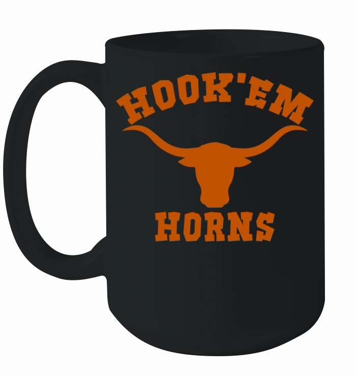 Hookem Horns State of Texas Bull Head Longhorn Ceramic Mug