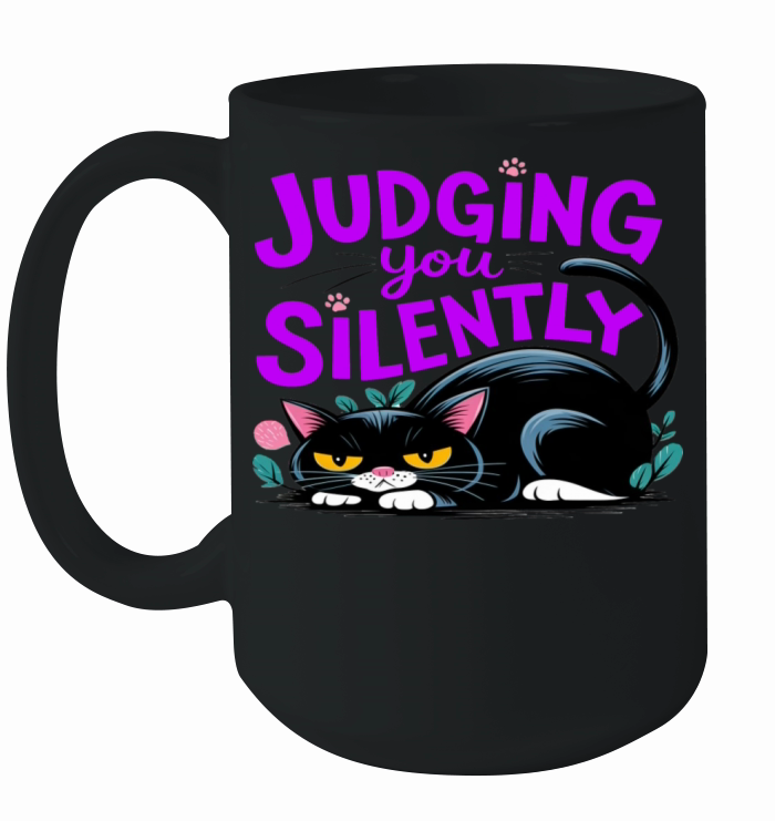 Judging You Silently - Funny Grumpy Cat Ceramic Mug