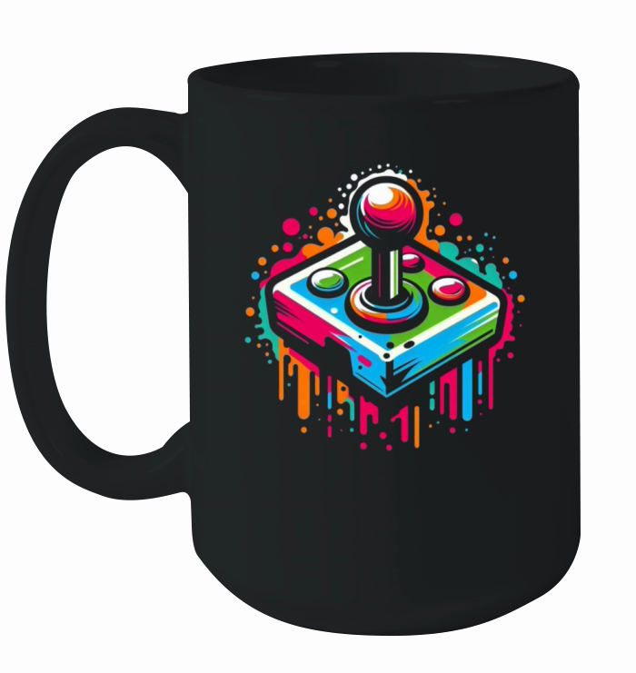 Retro Joystick Splash Vintage Gaming Design Ceramic Mug
