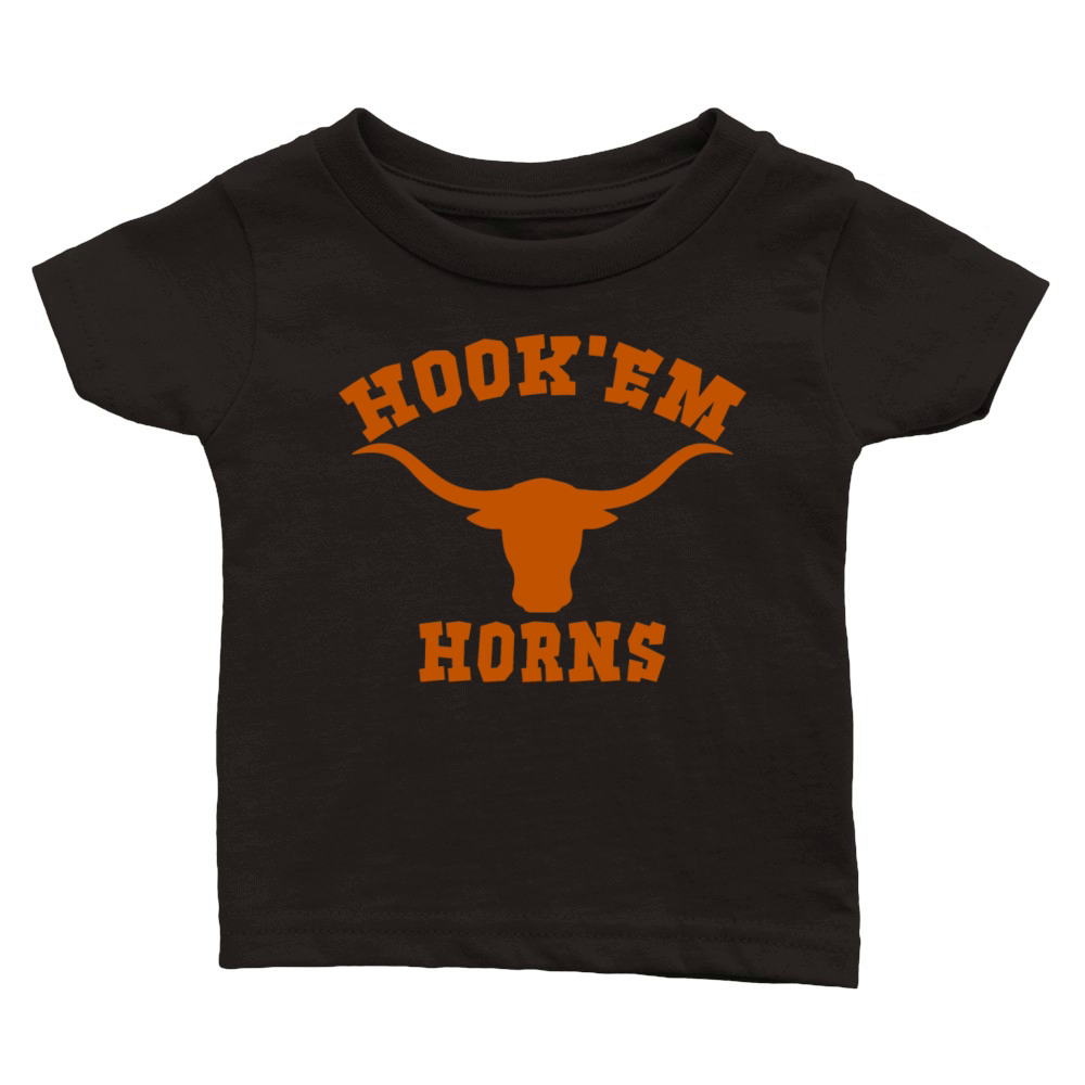 Hookem Horns State of Texas Bull Head Longhorn Classic Baby Crewneck T-shirt