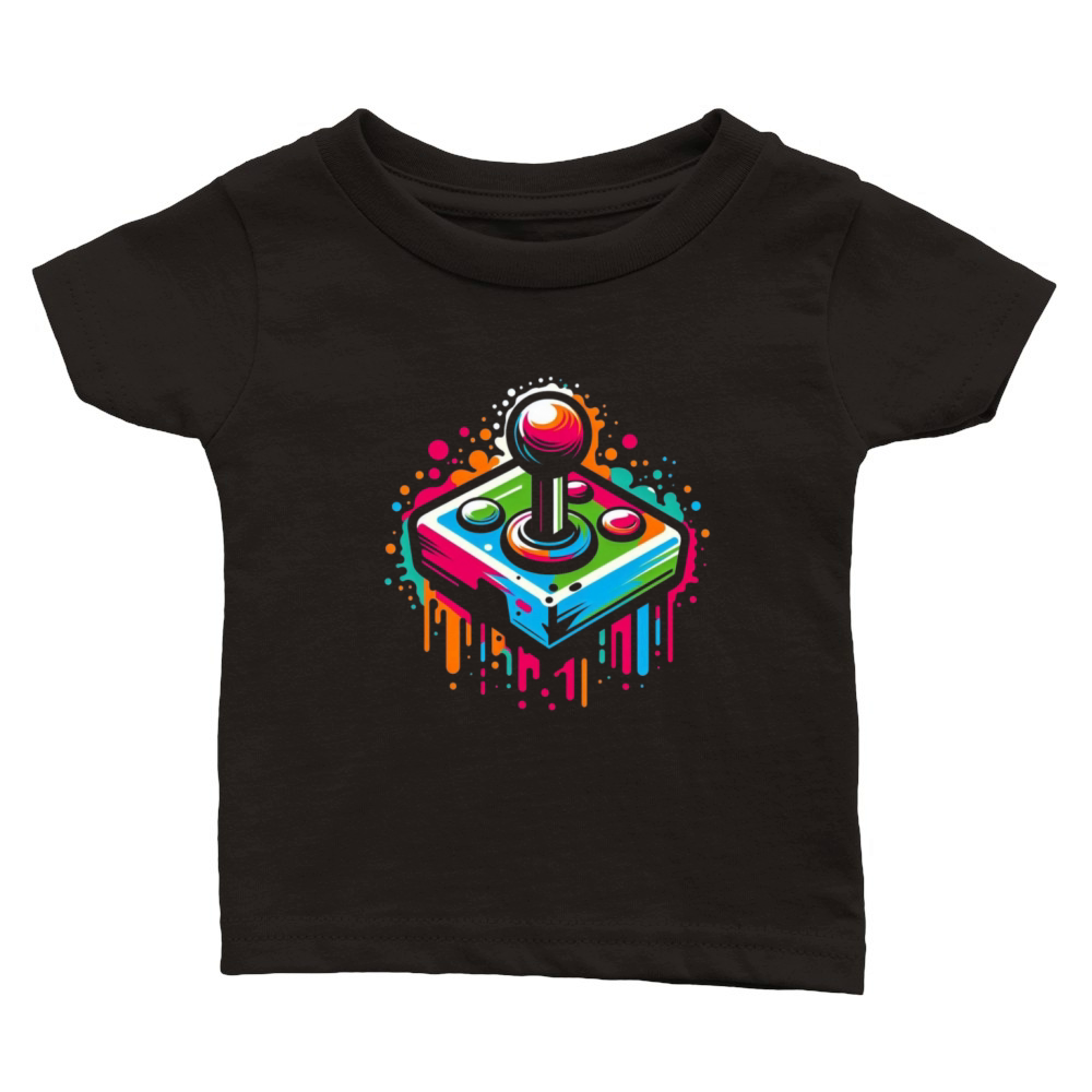 Retro Joystick Splash Vintage Gaming Design Classic Baby Crewneck T-shirt