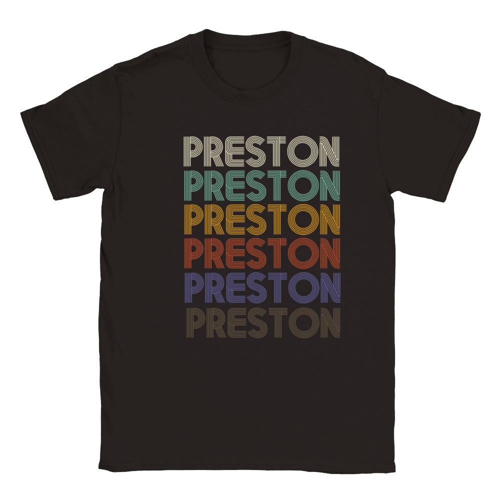PRESTON First Name Retro Pattern Vintage Stylet Classic Kids Crewneck T-shirt