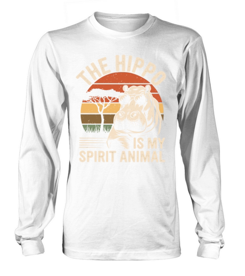 The Hippo Is My Spirit Animal Vintage Sunset Long sleeved Unisex