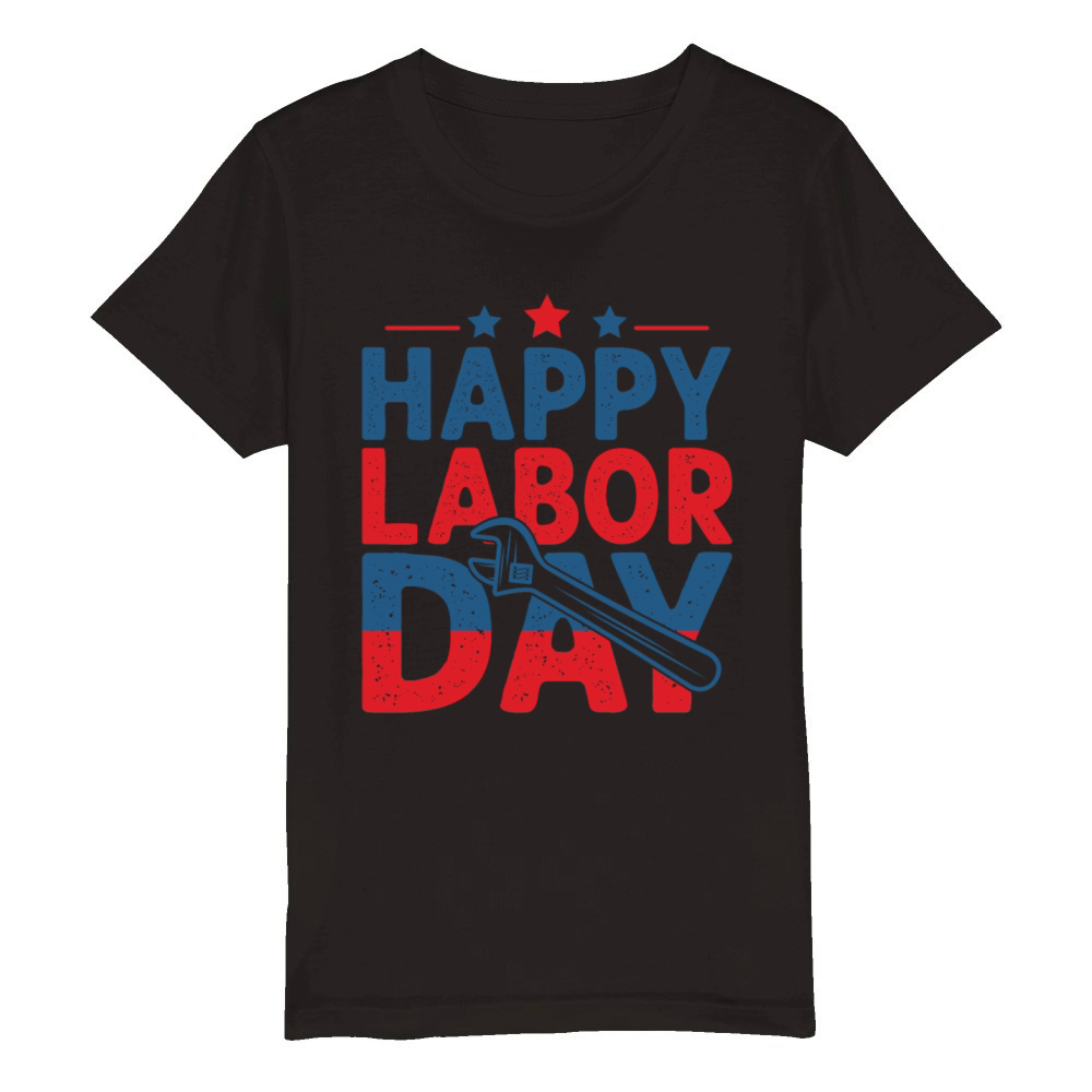 Happy Labor Day Organic Kids Crewneck T-shirt
