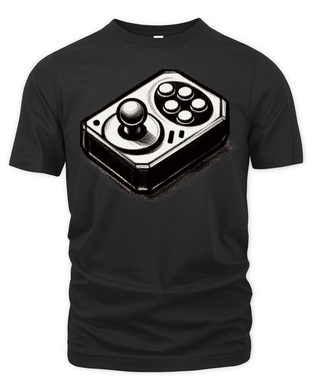Gamer retro Joystick vintage charcoal gaming art 2 Organic Unisex T-shirt