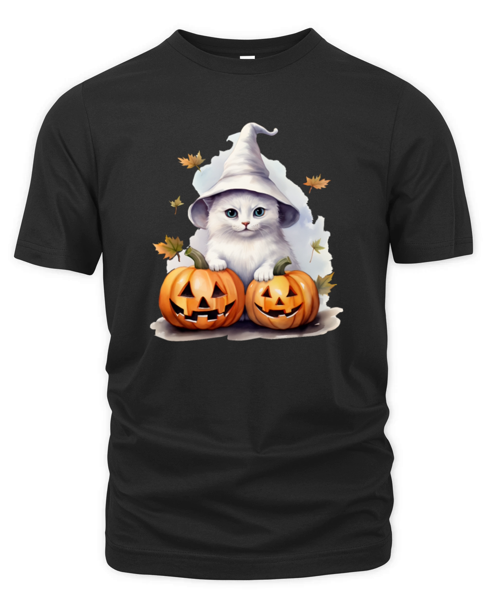 Vintage 90s Cat Pumpkin Halloween Retro Floral Spo Organic Unisex T-shirt