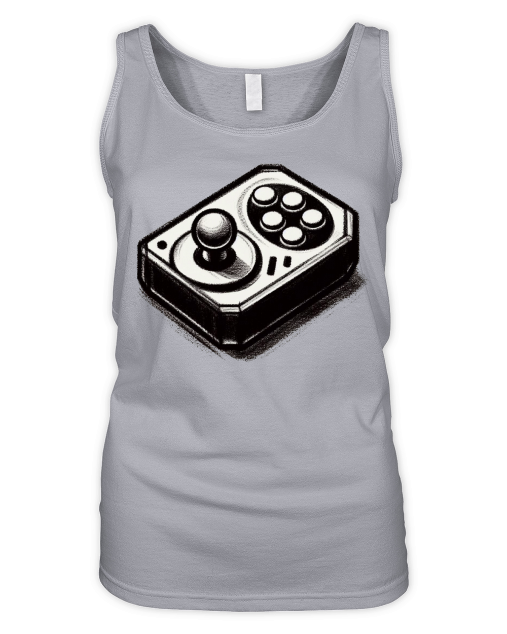 Gamer retro Joystick vintage charcoal gaming art 2 Organic Women's Tank Top