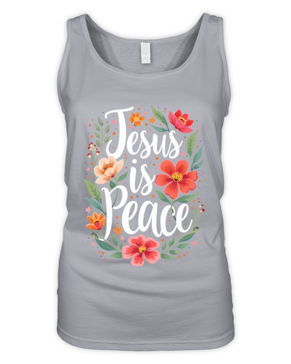 Jesus Is Peace Floral Flower Design Organic Women's Tank Top