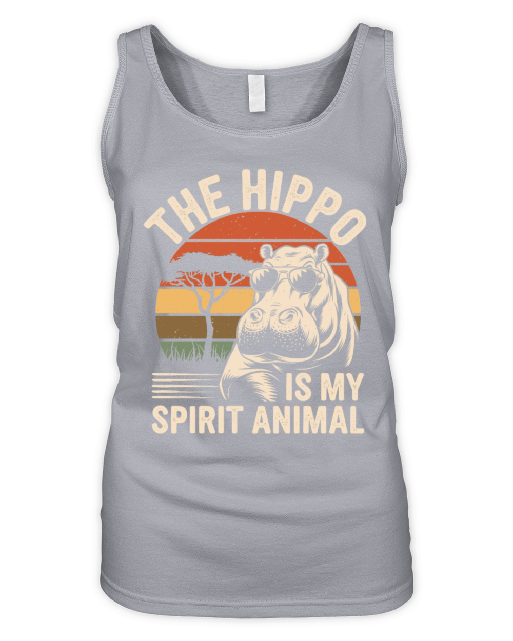 The Hippo Is My Spirit Animal Vintage Sunset Organic Women's Tank Top