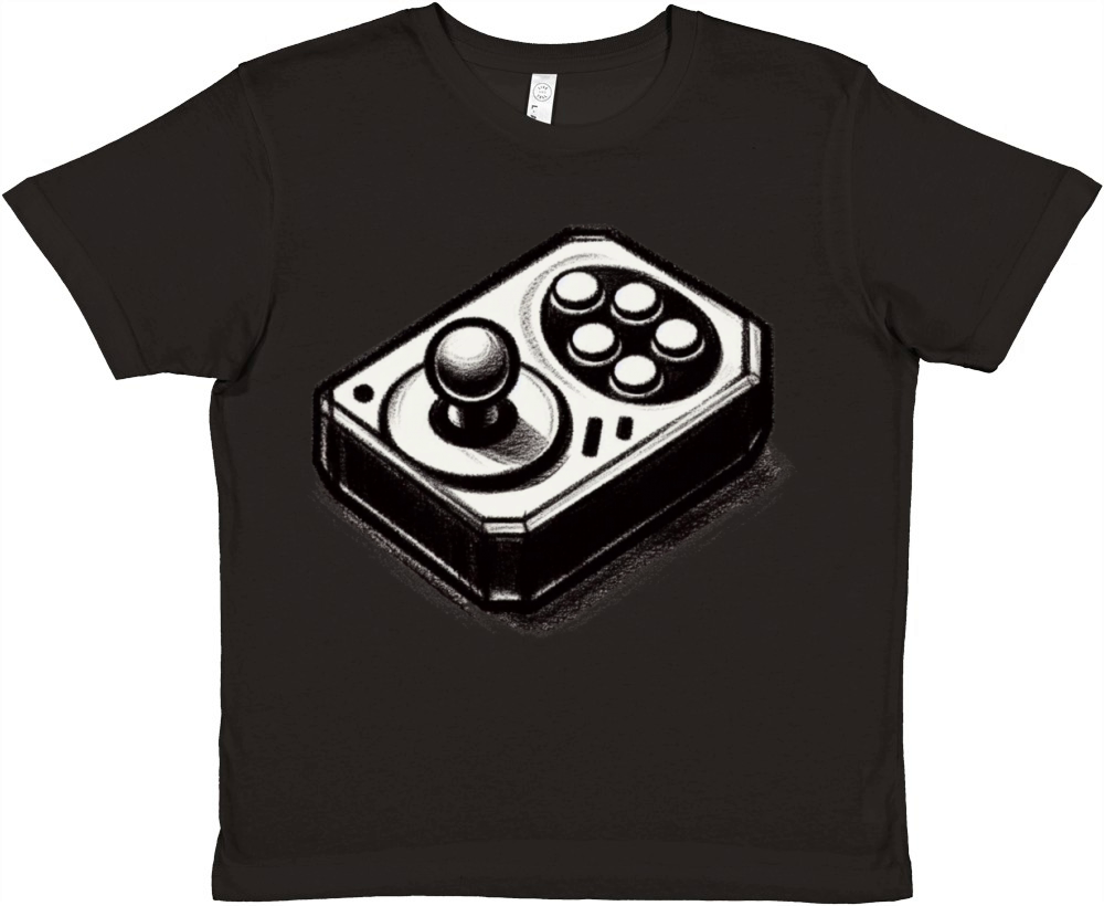 Gamer retro Joystick vintage charcoal gaming art 2 Premium Kids Crewneck T-shirt