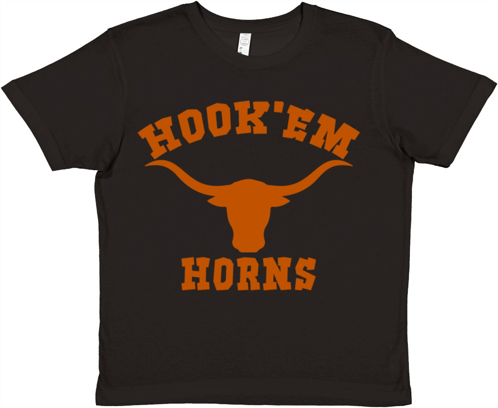 Hookem Horns State of Texas Bull Head Longhorn Premium Kids Crewneck T-shirt