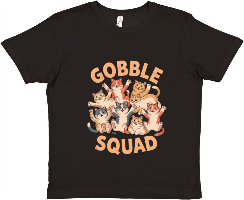 Playful Gobble Squad Cats Dressed as Turkeys Thank Premium Kids Crewneck T-shirt