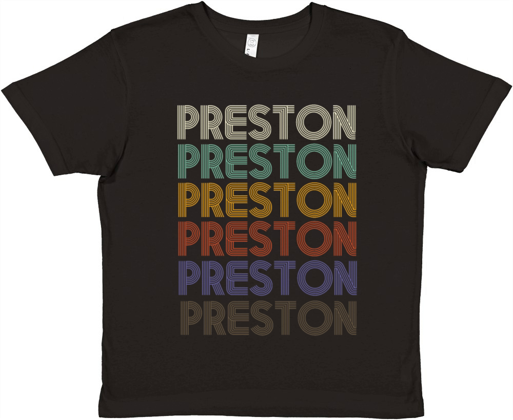 PRESTON First Name Retro Pattern Vintage Stylet Premium Kids Crewneck T-shirt