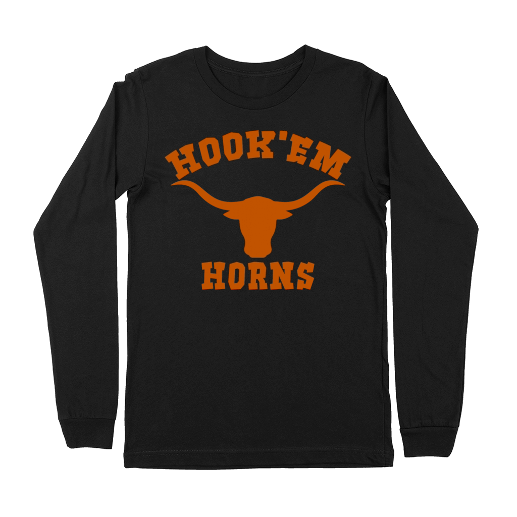 Hookem Horns State of Texas Bull Head Longhorn Premium Long Sleeve