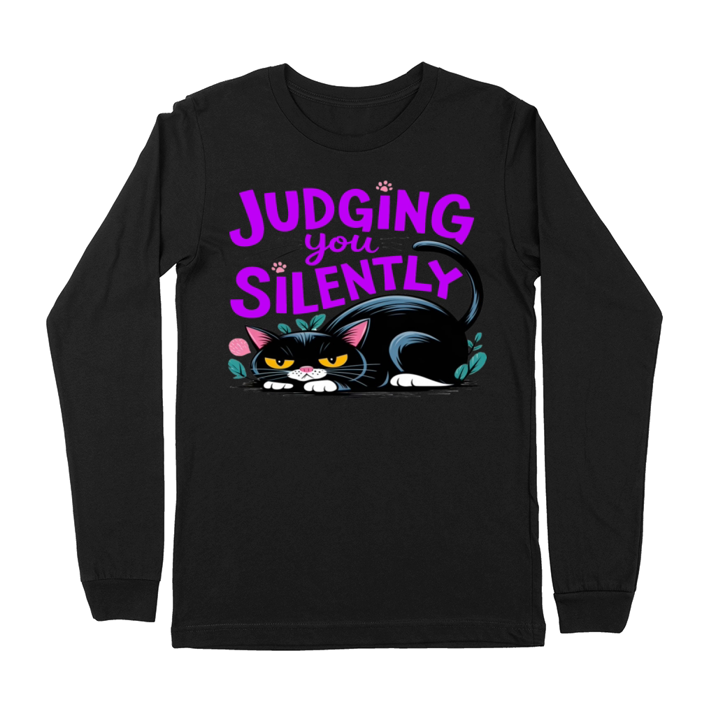 Judging You Silently - Funny Grumpy Cat Premium Long Sleeve