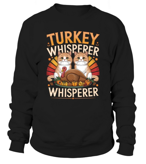 Playful Cats and Chef Turkey Thanksgiving Humor Sweatshirt Unisex