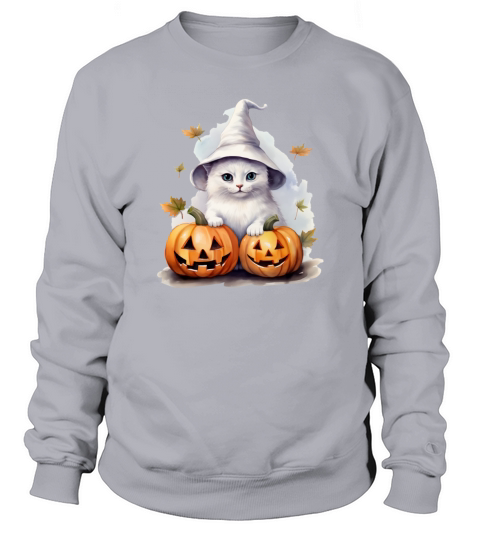 Vintage 90s Cat Pumpkin Halloween Retro Floral Spo Sweatshirt Unisex