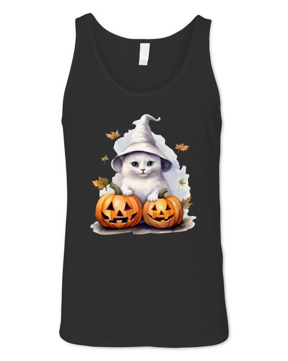 Vintage 90s Cat Pumpkin Halloween Retro Floral Spo Unisex Jersey Tank