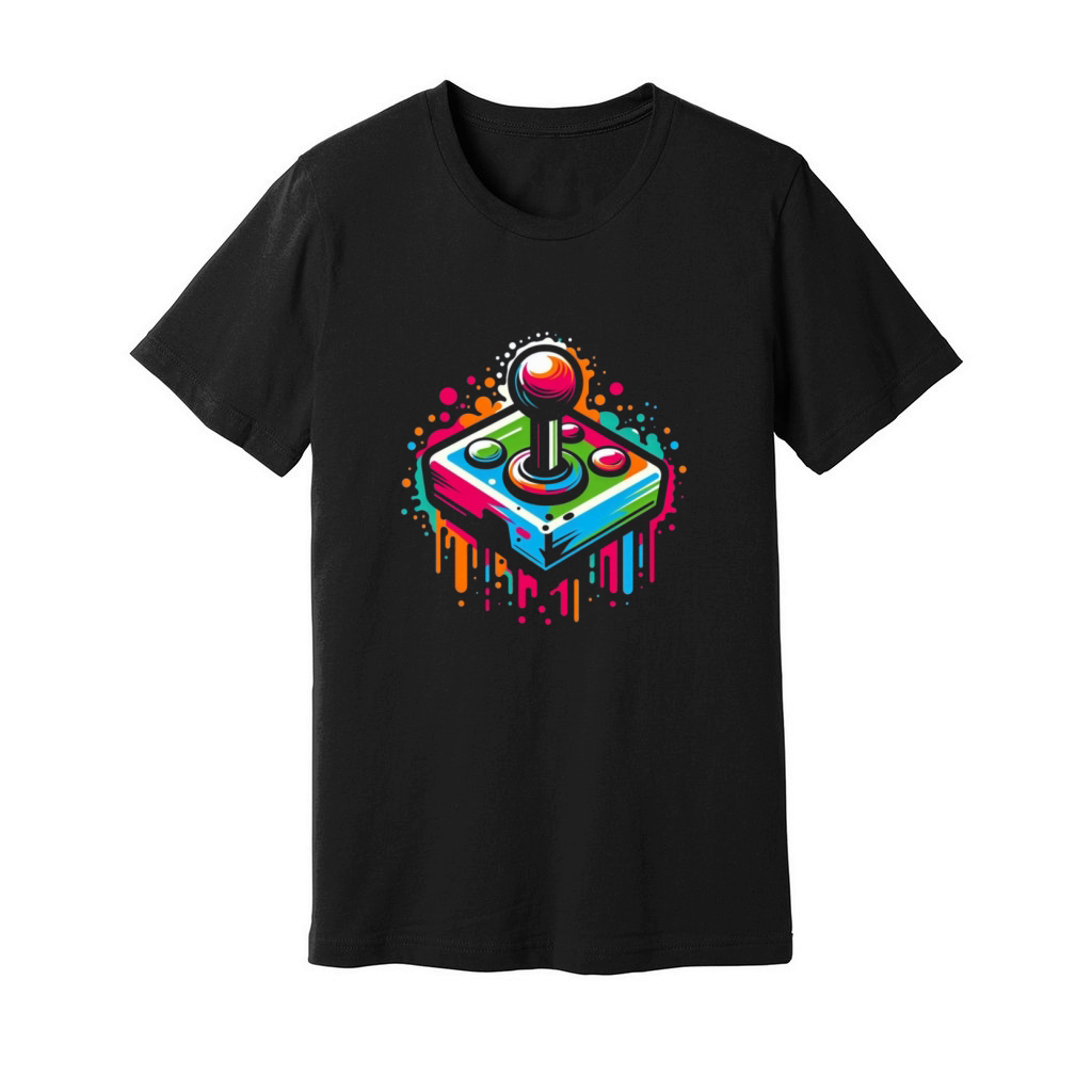 Retro Joystick Splash Vintage Gaming Design Unisex Jersey Tee