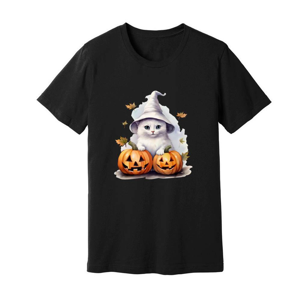 Vintage 90s Cat Pumpkin Halloween Retro Floral Spo Unisex Jersey Tee
