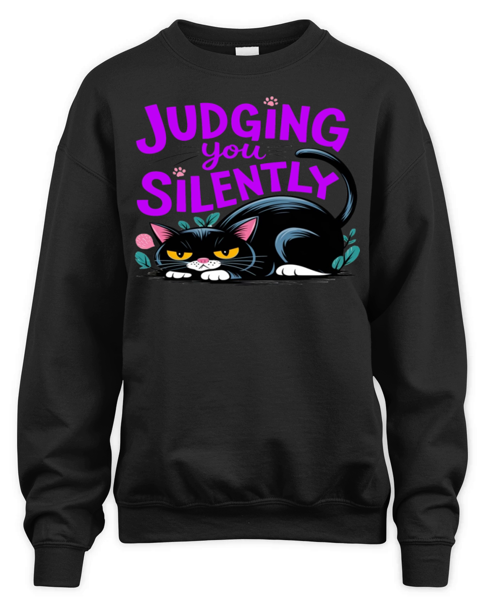 Judging You Silently - Funny Grumpy Cat Unisex Premium Crewneck Sweatshirt