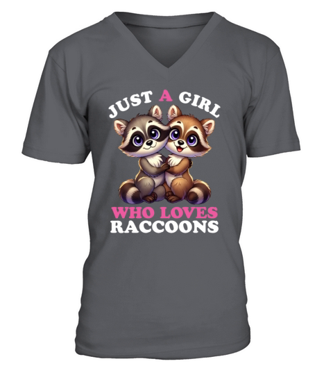 Just a Girl who Loves Raccoons Women Raccoon Lover V-Neck T-shirt