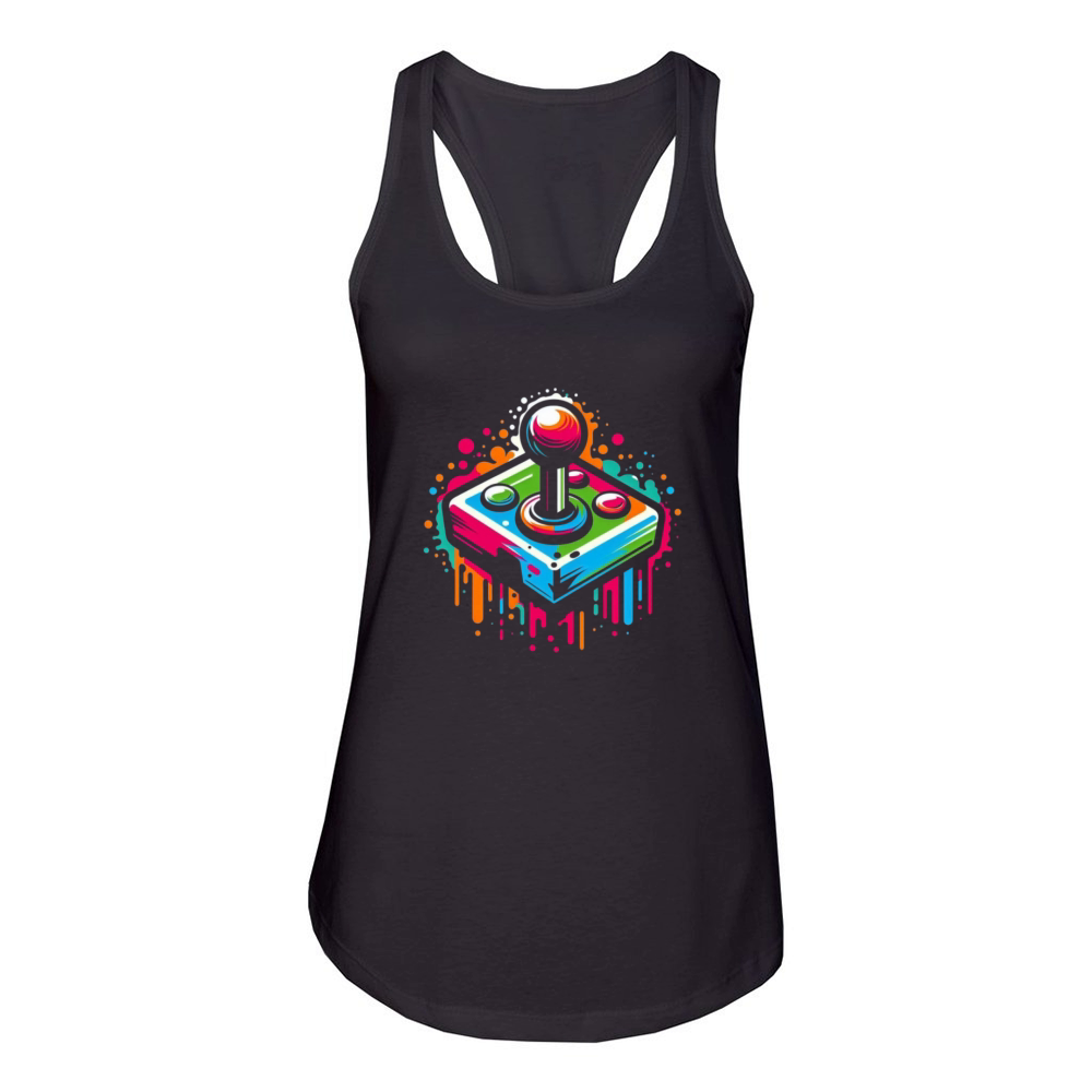 Retro Joystick Splash Vintage Gaming Design Women's Racerback Tank