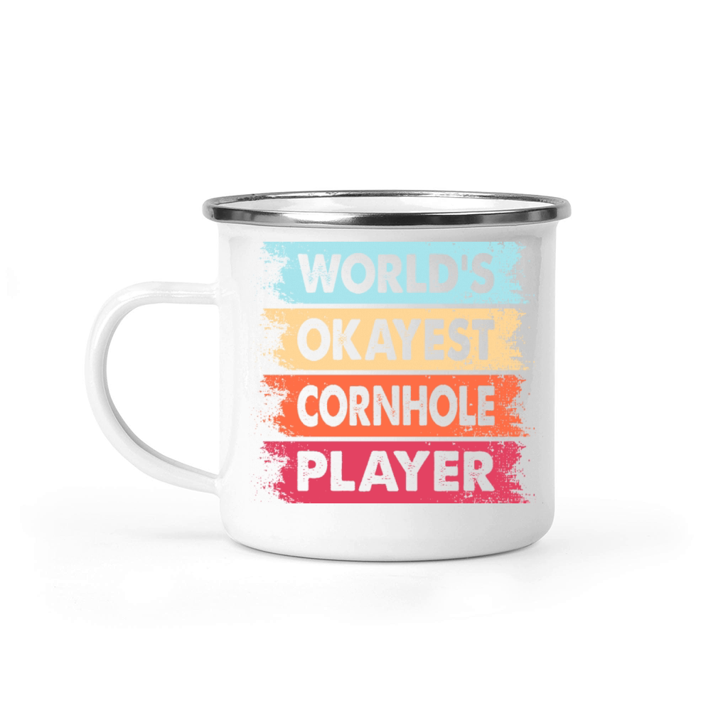 World s Okayest Cornhole Player Camping Mug