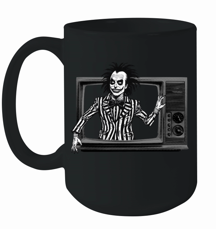Horror Clown is Coming Out Of Television Ceramic Mug