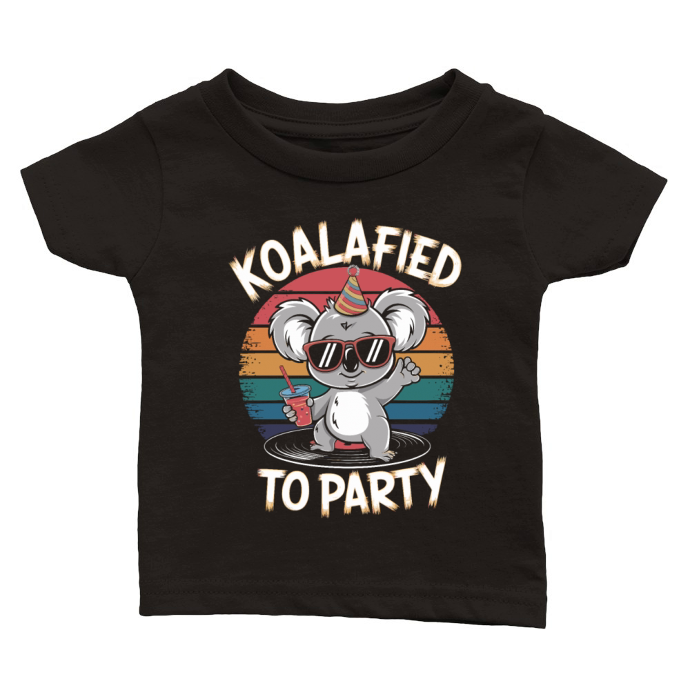 Koalafied To Party Retro Koala With Drink Classic Baby Crewneck T-shirt