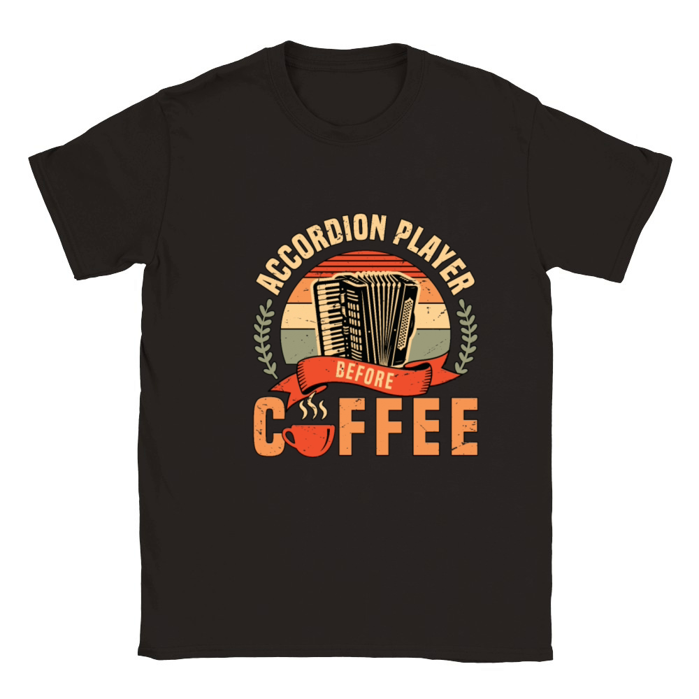 Accordion Player Before Folk Music Coffee Lover Classic Kids Crewneck T-shirt