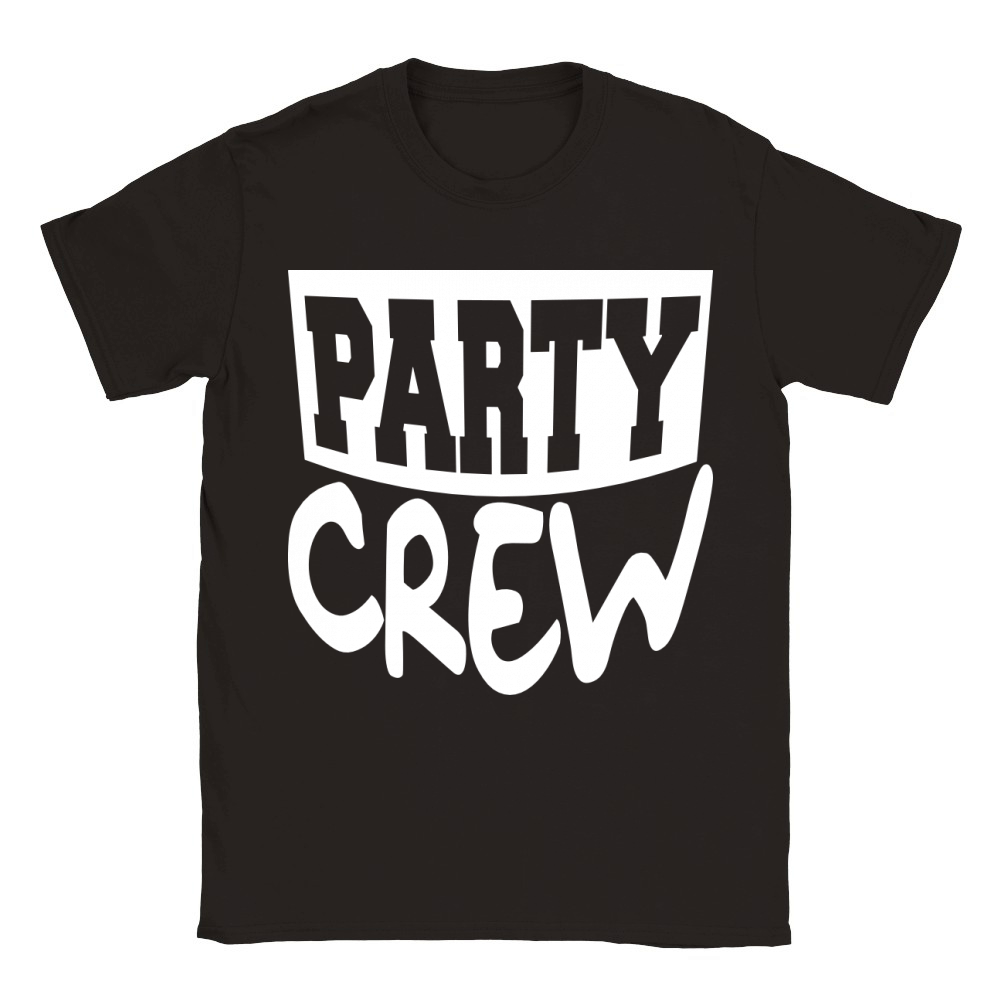 Party Crew Team Fun Friends Group Member Text Logo Classic Kids Crewneck T-shirt