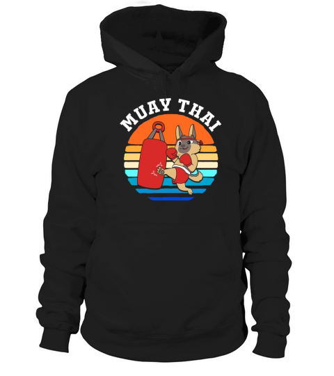 Retro Vintage 80s MMA Kickboxing Muay Thai Dog Hoodie Unisex