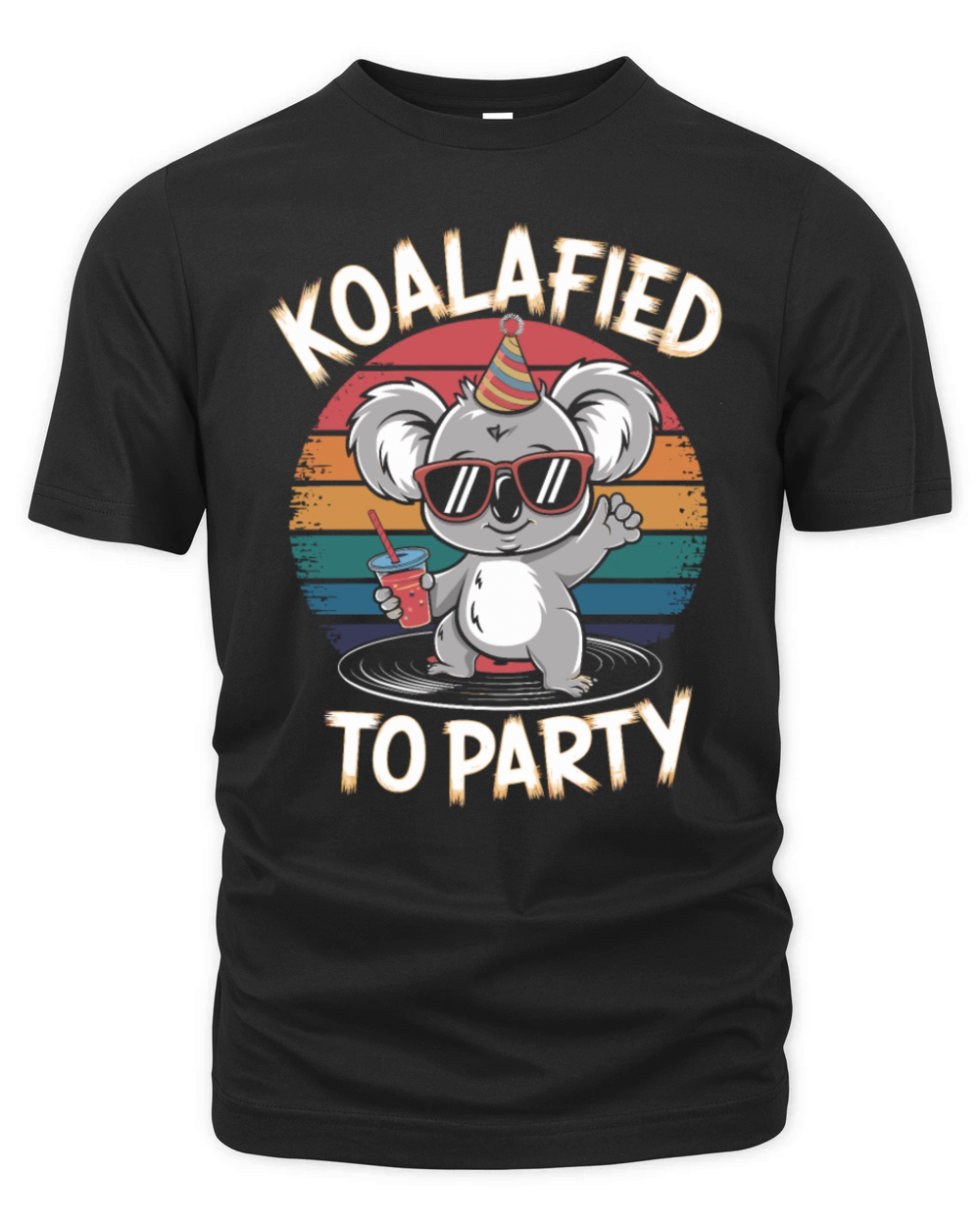 Koalafied To Party Retro Koala With Drink Organic Unisex T-shirt