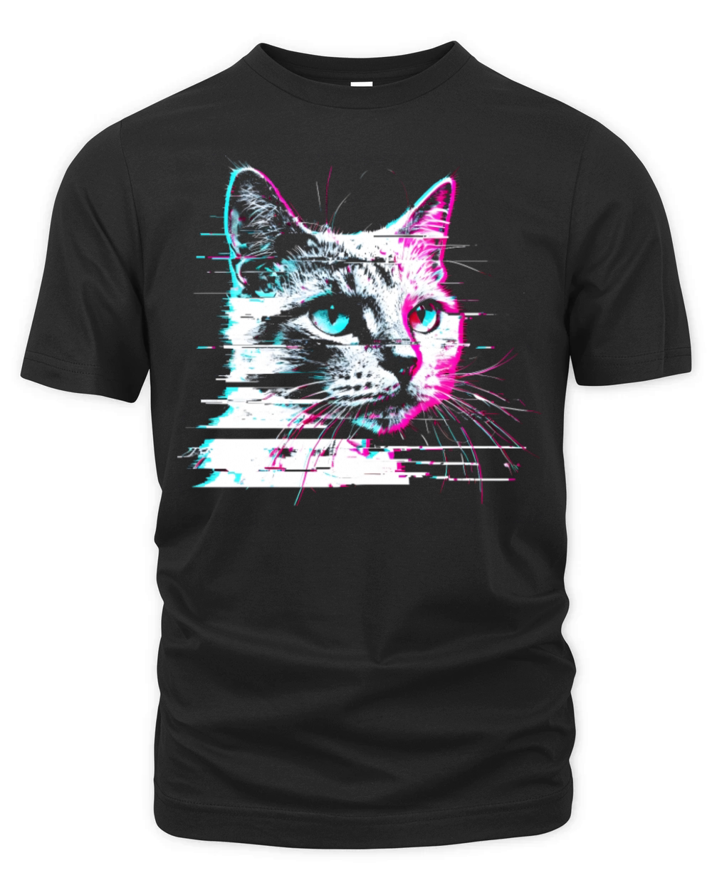 Retro Glitch Cat Vaporwave VHS Aesthetic Funny Organic Unisex T-shirt