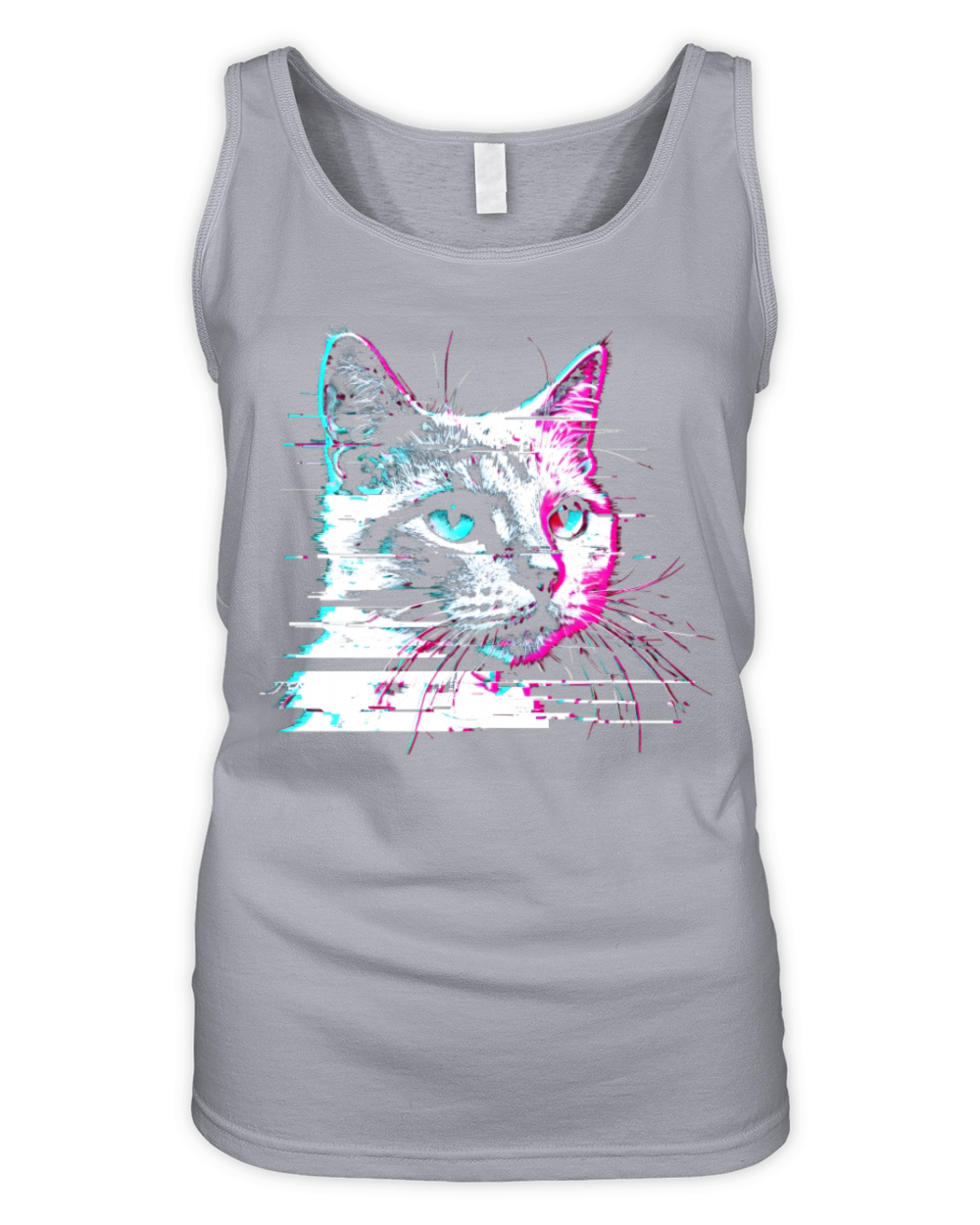 Retro Glitch Cat Vaporwave VHS Aesthetic Funny Organic Women's Tank Top