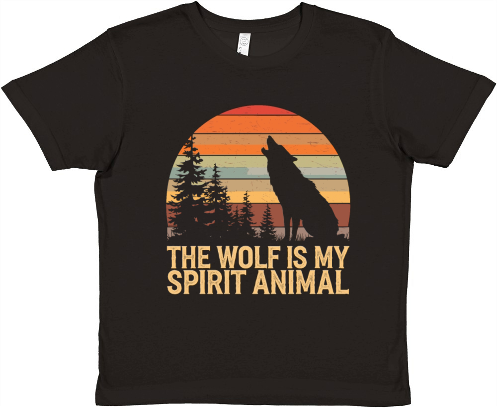 The Wolf Is My Spirit Animal Howling Wolf Premium Kids Crewneck T-shirt